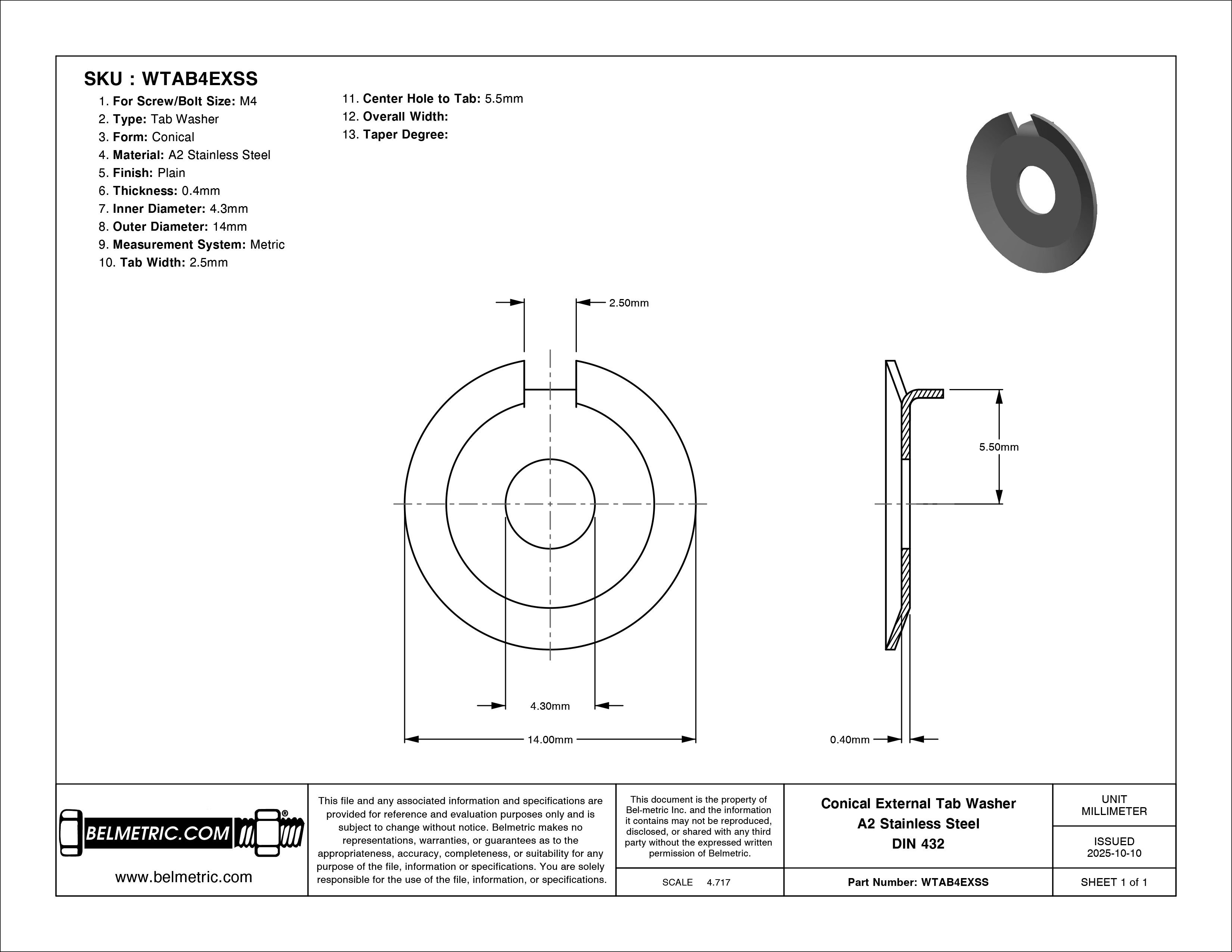 13mm ID Washers 200-Piece M12 DIN 432 External Tab Washers - 13mm ID ...