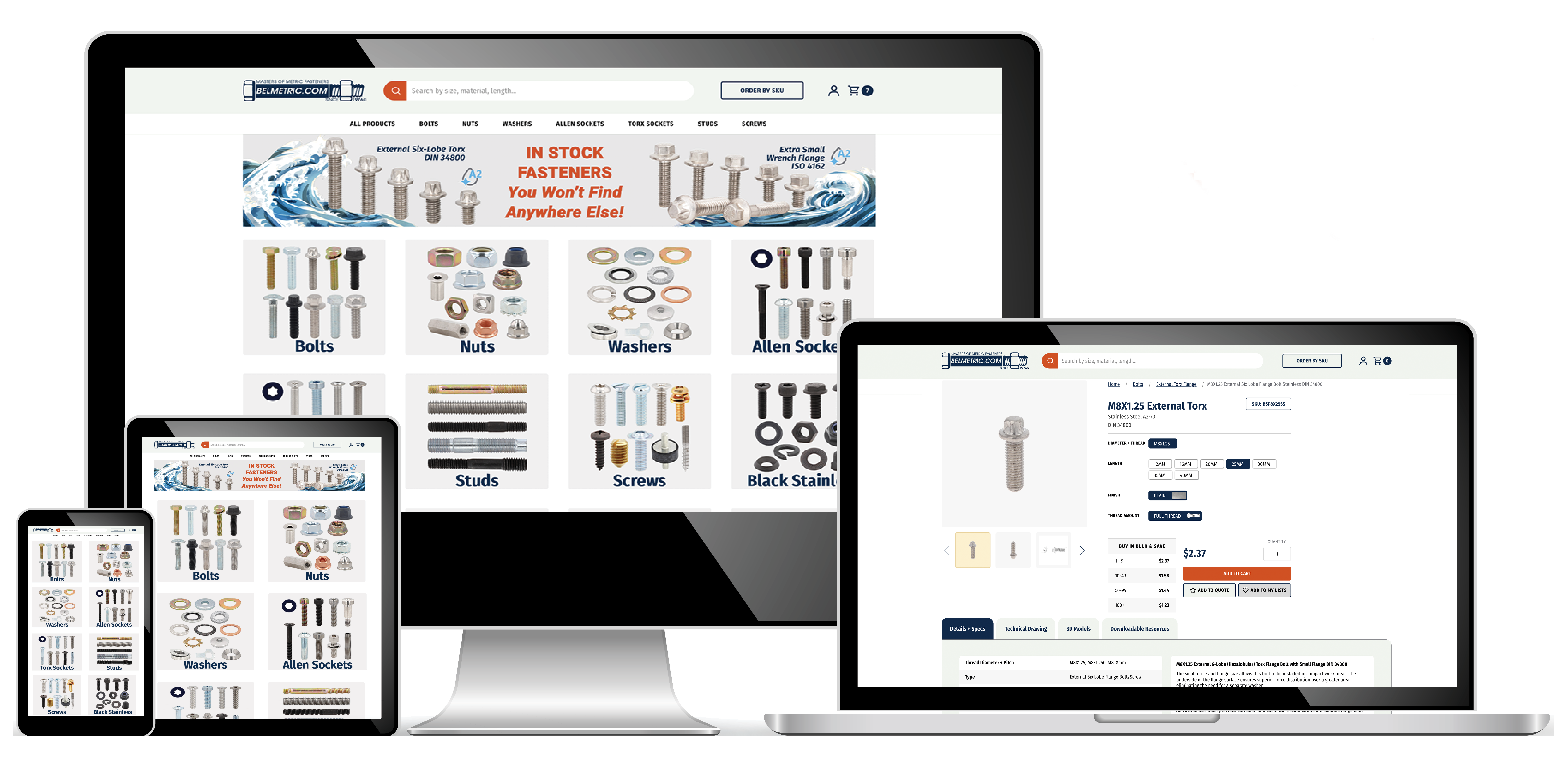 The BelMetric website displayed on a smartphone, tablet, laptop, and desktop computer, alongside a QR code labeled “Visit our website to get started.”